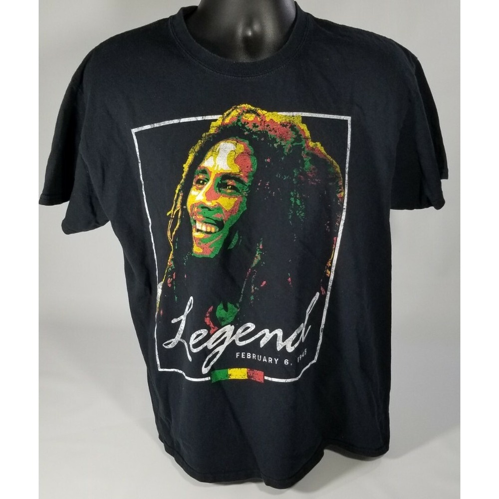 Zion Rootswear Bob Marley Legend Concert Shirt Large Black Jamaica Rasta Reggae
